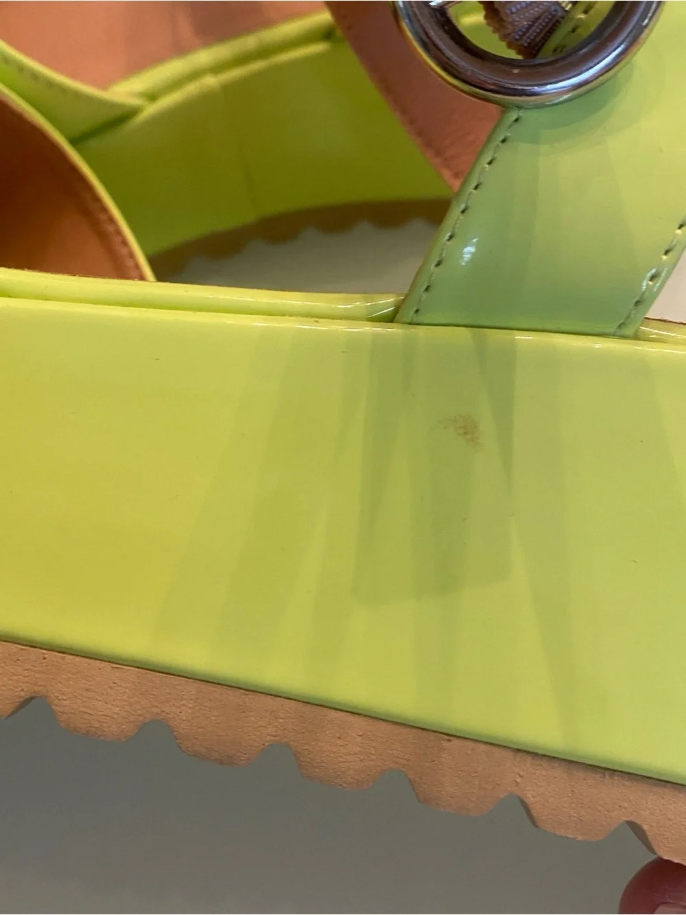 EUC Dirty Laundry Lime Green Patent Platform Sandals - Size 7